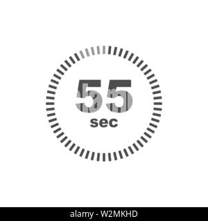 55 second timer clock. 55 sec stopwatch icon countdown time stop ...