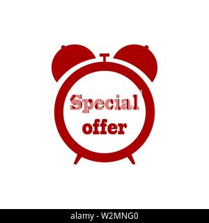 Special offer in alarm clock. Sale concept Stock Vector