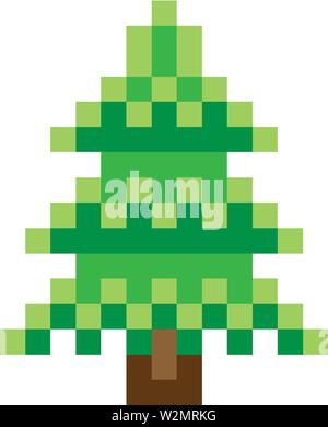 Tree Pixel 8 Bit Video Game Art Icon Stock Vector
