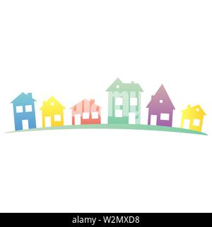 Houses city icons street buildings logo. vector Stock Vector