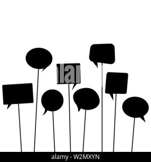 Speech bubbles icons on a stick. Vector eps10 Stock Vector
