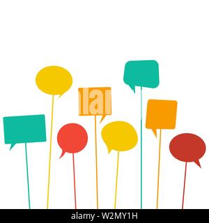 Speech bubbles icons on a stick. Vector eps10 Stock Vector