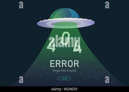 404  error page not found vector with UFO graphic  design template for website background graphic Stock Vector