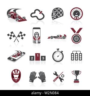 Formula 1 icon set, sport icons and sticker Stock Vector