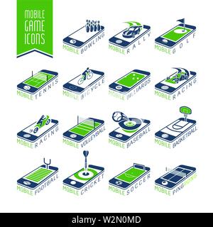 Mobile - online sport games icon set Stock Vector