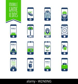 Mobile - online sport games icon set Stock Vector