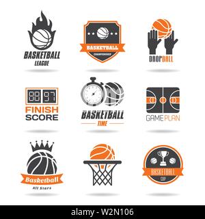 Basketball icon set Stock Vector