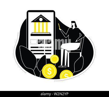 Mobile banking - flat design style vector illustration Stock Vector
