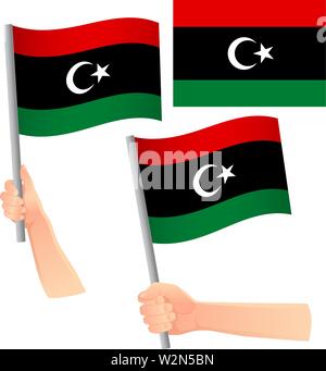 libya flag in hand. Patriotic background. National flag of libya vector illustration Stock Vector