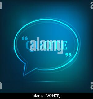 Speech bubble with quotes neon light style. Vector Stock Vector