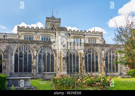 Exterior of St Thomas's Church, St Thomas Square, Salisbury, a cathedral city in Wiltshire, south-west England, UK on a sunny day with blue sky Stock Photo