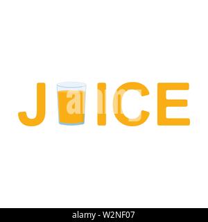 Glass with juice and inscription isolated on white background Stock Vector