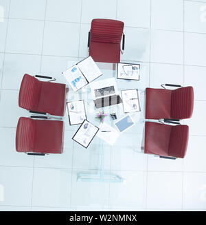 top view. desktop with financial documents.business concept Stock Photo