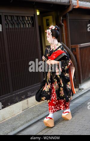 Geisha wearing a kimono in Gion, Kyoto, Japan, Asia Stock Photo - Alamy