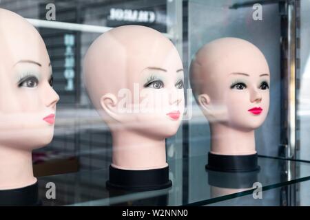 Mannequin Heads Colorful Female Wigs Fake Hair Sold Flea Market