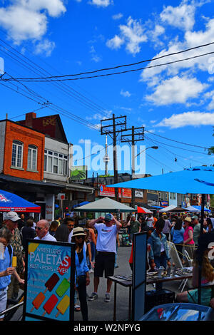 Scene from the pedestrian zone of the Kensington Market area of Toronto, Canada Stock Photo