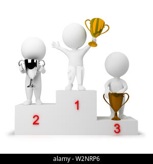 3d small people - rewarding of winners. 3d image. Isolated white background. Stock Photo