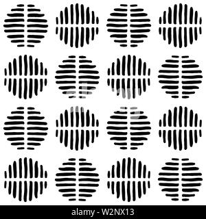 An abstract striped spots pattern, created of hand drawn shapes. Stock Photo