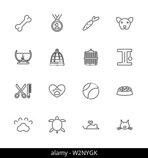 Pet, Animal Welfare outline icons set - Black symbol on white background. Pet, Animal Welfare Simple Illustration Symbol - lined simplicity Sign. Flat Stock Vector