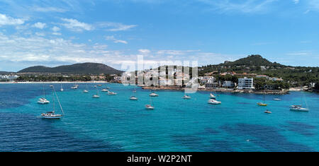 Waterside aerial photo coastline of Santa Ponsa town in the south-west of Majorca Island. Located in the municipality of Calvia, Spain Stock Photo