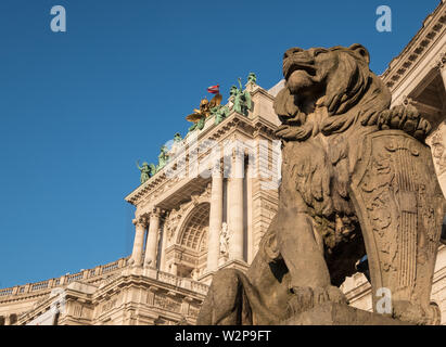 Exterior architectural detail of the Austrian National Library entrance at Heldenplatz, Neue Burg, Hofburg, Innere Stadt, Vienna, Austria Stock Photo