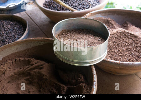 Ground Luwak coffee beans are ready to make coffee Stock Photo