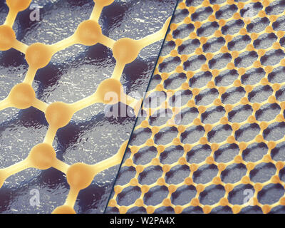 Graphene is composed of carbon atoms distributed in hexagonal pattern, Graphene based nanotechnology Stock Photo