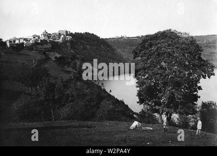 lazio, lake of nemi and view of genzano, 1910-20 Stock Photo