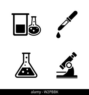 Chemical. Simple Related Vector Icons Set for Video, Mobile Apps, Web Sites, Print Projects and Your Design. Black Flat Illustration on White Backgrou Stock Vector