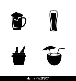 Alcoholic. Simple Related Vector Icons Set for Video, Mobile Apps, Web Sites, Print Projects and Your Design. Black Flat Illustration on White Backgro Stock Vector