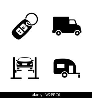Auto. Simple Related Vector Icons Set for Video, Mobile Apps, Web Sites, Print Projects and Your Design. Black Flat Illustration on White Background. Stock Vector