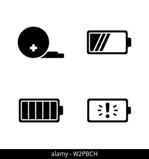 Battery. Simple Related Vector Icons Set for Video, Mobile Apps, Web Sites, Print Projects and Your Design. Black Flat Illustration on White Backgroun Stock Vector