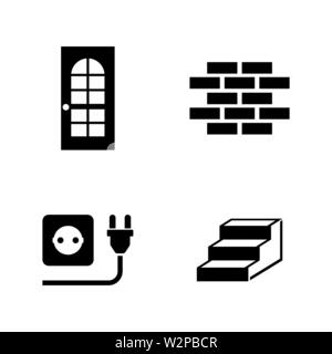 Building House. Simple Related Vector Icons Set for Video, Mobile Apps, Web Sites, Print Projects and Your Design. Black Flat Illustration on White Ba Stock Vector