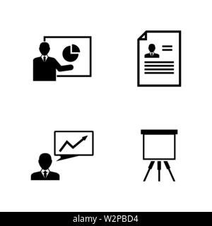 Business Presentation. Simple Related Vector Icons Set for Video, Mobile Apps, Web Sites, Print Projects and Your Design. Black Flat Illustration on W Stock Vector