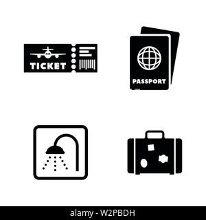 Airport. Simple Related Vector Icons Set for Video, Mobile Apps, Web Sites, Print Projects and Your Design. Black Flat Illustration on White Backgroun Stock Vector