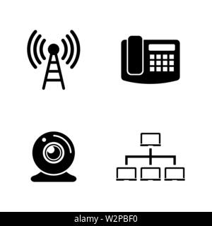 Communication. Simple Related Vector Icons Set for Video, Mobile Apps, Web Sites, Print Projects and Your Design. Black Flat Illustration on White Bac Stock Vector