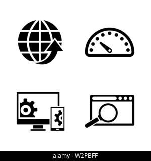 Development. Simple Related Vector Icons Set for Video, Mobile Apps, Web Sites, Print Projects and Your Design. Black Flat Illustration on White Backg Stock Vector