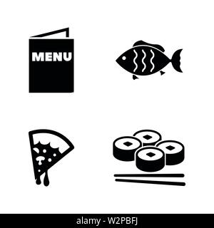 Food. Simple Related Vector Icons Set for Video, Mobile Apps, Web Sites, Print Projects and Your Design. Black Flat Illustration on White Background. Stock Vector