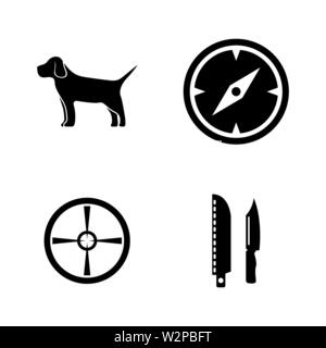 Hunting. Simple Related Vector Icons Set for Video, Mobile Apps, Web Sites, Print Projects and Your Design. Black Flat Illustration on White Backgroun Stock Vector