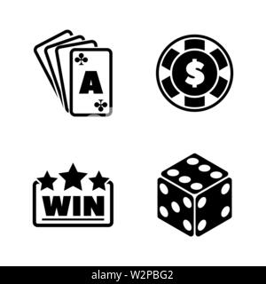 Gambling. Simple Related Vector Icons Set for Video, Mobile Apps, Web Sites, Print Projects and Your Design. Black Flat Illustration on White Backgrou Stock Vector