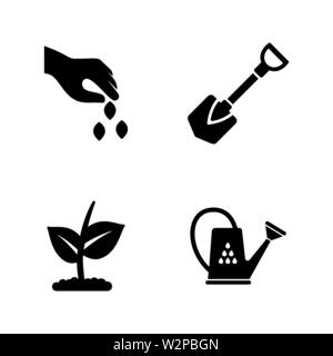 Garden. Simple Related Vector Icons Set for Video, Mobile Apps, Web Sites, Print Projects and Your Design. Black Flat Illustration on White Background Stock Vector