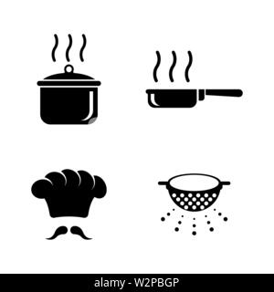Cooking. Simple Related Vector Icons Set for Video, Mobile Apps, Web Sites, Print Projects and Your Design. Black Flat Illustration on White Backgroun Stock Vector