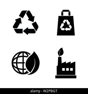 Ecological. Simple Related Vector Icons Set for Video, Mobile Apps, Web Sites, Print Projects and Your Design. Black Flat Illustration on White Backgr Stock Vector