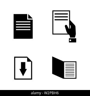 Documents. Simple Related Vector Icons Set for Video, Mobile Apps, Web Sites, Print Projects and Your Design. Black Flat Illustration on White Backgro Stock Vector