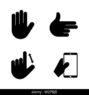 Hands. Simple Related Vector Icons Set for Video, Mobile Apps, Web Sites, Print Projects and Your Design. Black Flat Illustration on White Background. Stock Vector