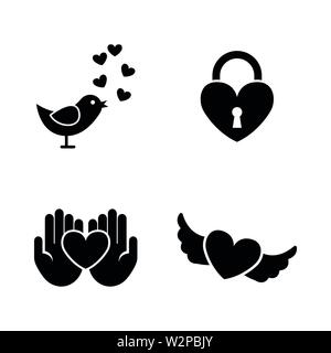 Love. Simple Related Vector Icons Set for Video, Mobile Apps, Web Sites, Print Projects and Your Design. Black Flat Illustration on White Background. Stock Vector
