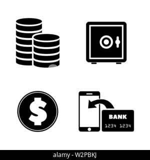 Money. Simple Related Vector Icons Set for Video, Mobile Apps, Web Sites, Print Projects and Your Design. Black Flat Illustration on White Background. Stock Vector