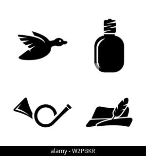 Hunt. Simple Related Vector Icons Set for Video, Mobile Apps, Web Sites, Print Projects and Your Design. Black Flat Illustration on White Background. Stock Vector