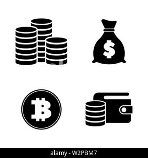 Finance. Simple Related Vector Icons Set for Video, Mobile Apps, Web Sites, Print Projects and Your Design. Black Flat Illustration on White Backgroun Stock Vector