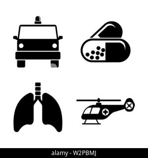 Medicine. Simple Related Vector Icons Set for Video, Mobile Apps, Web Sites, Print Projects and Your Design. Black Flat Illustration on White Backgrou Stock Vector